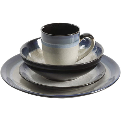 Gibson Elite Couture Band Durable Glazed Stoneware 16 Piece Dinnerware Set, Blue