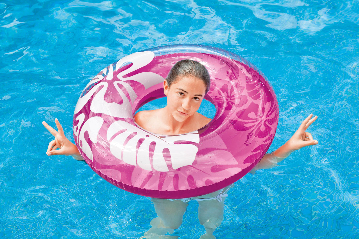 Intex Colorful Transparent Inflatable Swimming Pool Tube Raft | 59251EP