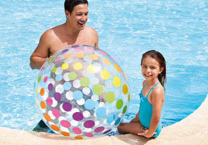 Intex Jumbo Inflatable Glossy Big Polka-Dot Colorful Giant Beach Ball | 59065EP