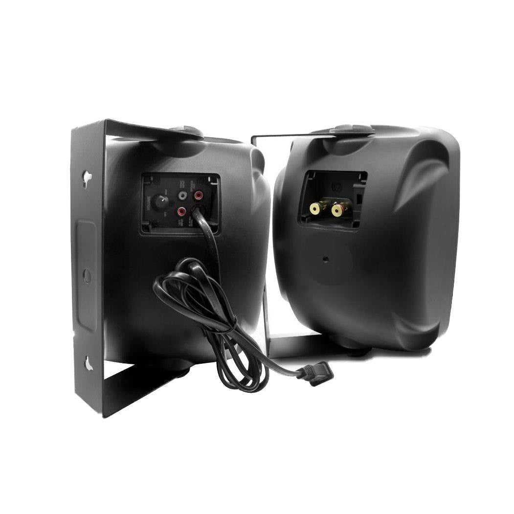 Pyle 5.25 Inch 600 Watt Indoor Outdoor Waterproof Bluetooth Black Speaker Pair