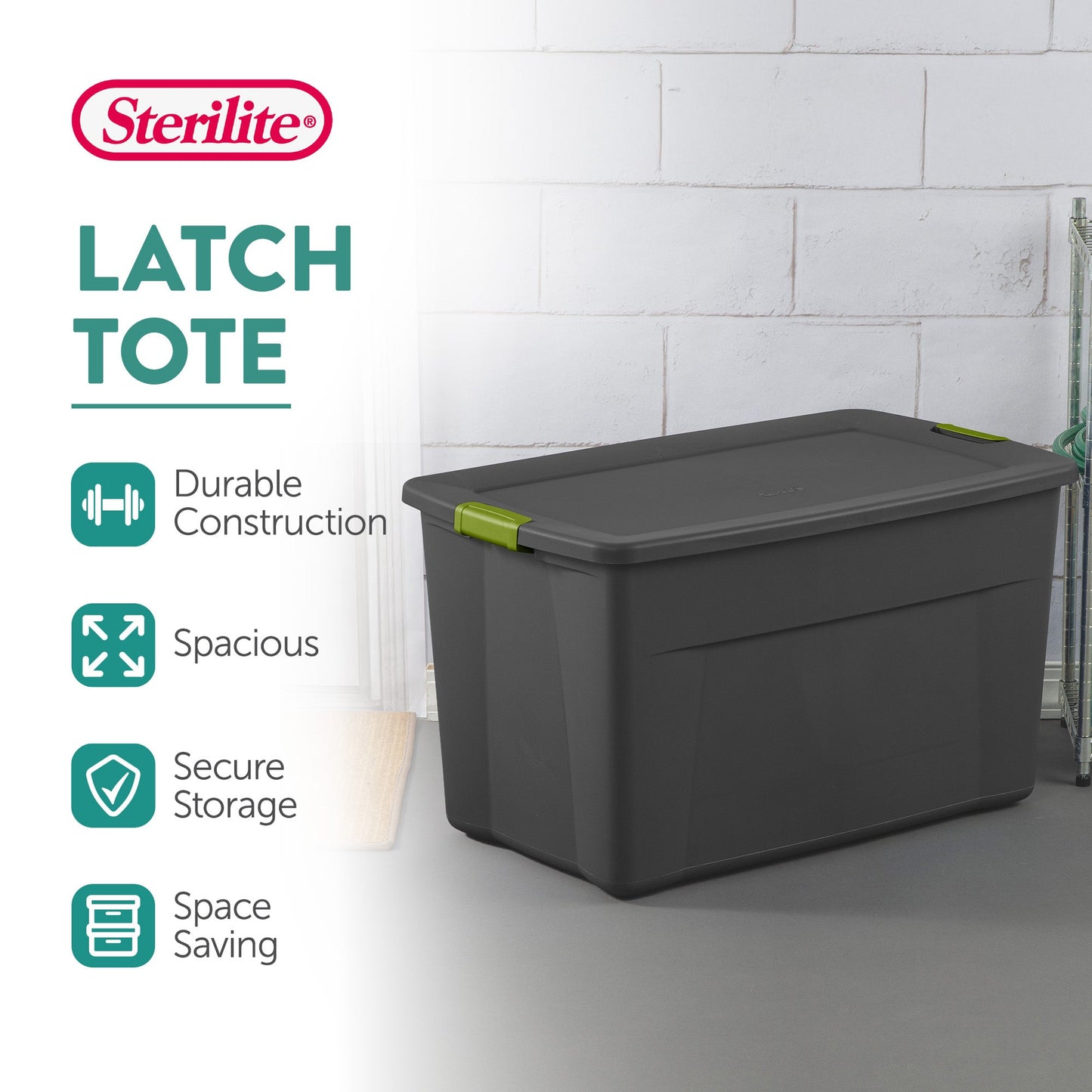 Sterilite 35 Gallon Storage Tote Box with Latching Container Lid, Gray (8 Pack)