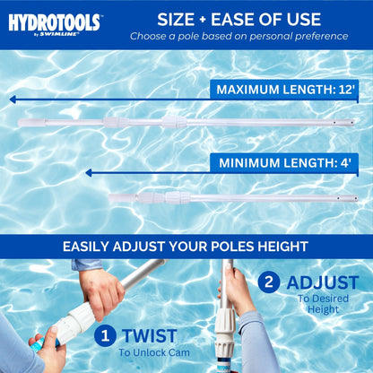 Swimline HydroTools 8356M Adjustable Extending 3 Piece Telescopic Pole for Pool
