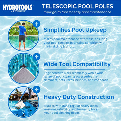 Swimline HydroTools 8356M Adjustable Extending 3 Piece Telescopic Pole for Pool