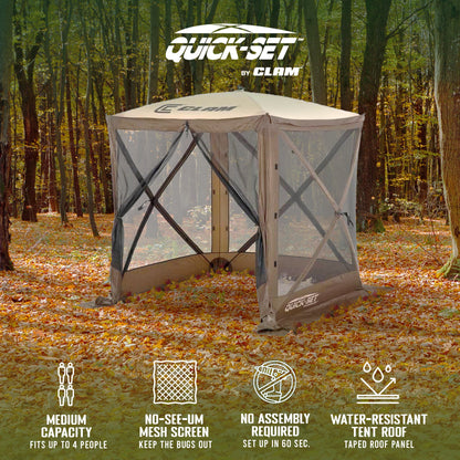 CLAM Quick-Set Traveler 6 x 6 Ft Portable Outdoor 4 Sided Canopy Shelter, Brown
