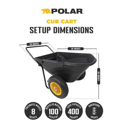 Polar Trailer 7 Cubic Foot Heavy Duty Utility Yard Garden Wheelbarrow Cub Cart