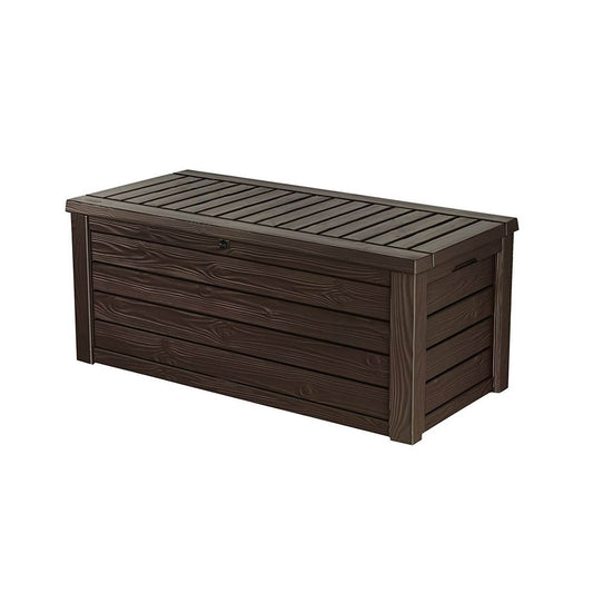 Keter Westwood 150 Gallon Plastic Outdoor Furniture Storage Deck Box, Espresso