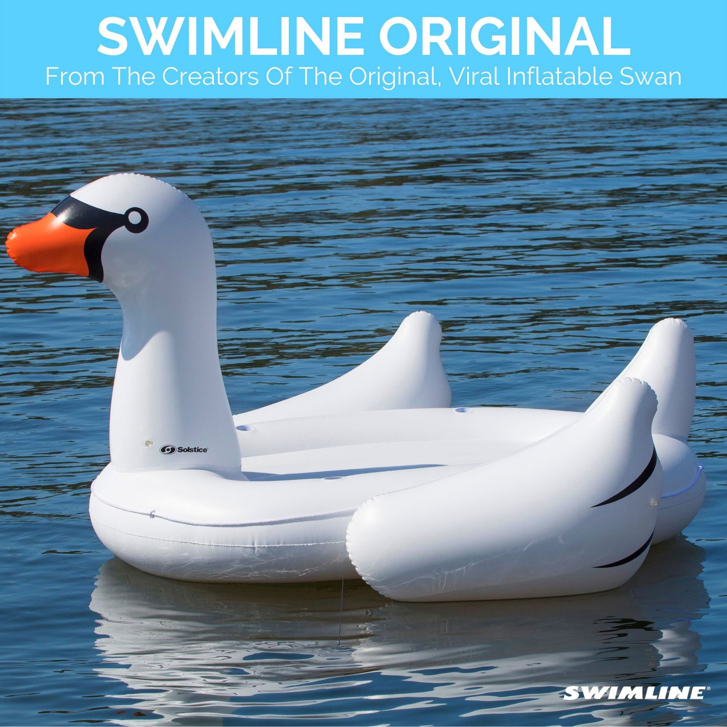 Swimline Giant Swan Inflatable Ride On Swimming Pool Float Raft Island, White