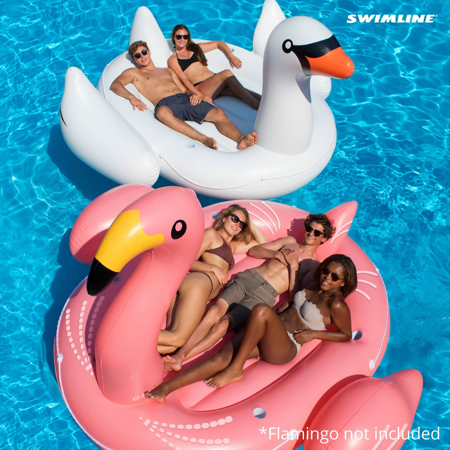 Swimline Giant Swan Inflatable Ride On Swimming Pool Float Raft Island, White