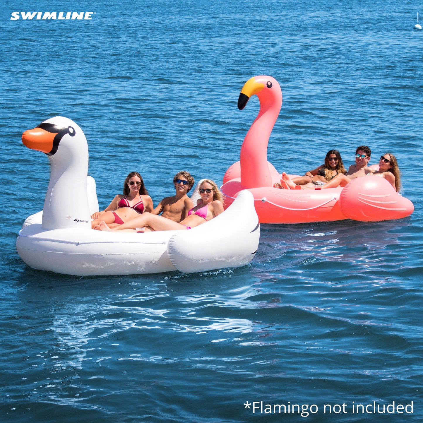 Swimline Giant Swan Inflatable Ride On Swimming Pool Float Raft Island, White