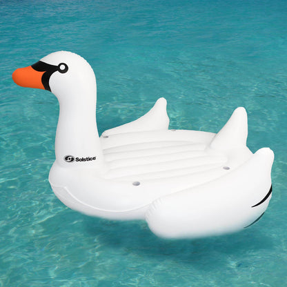 Swimline Giant Swan Inflatable Ride On Swimming Pool Float Raft Island, White