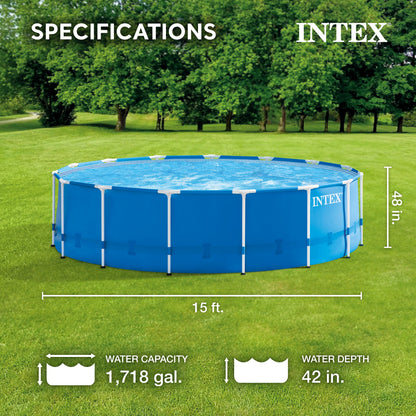 Intex 15ft x 48in Frame Swimming Pool Set w/ Pump and Filter Pump Cartridges
