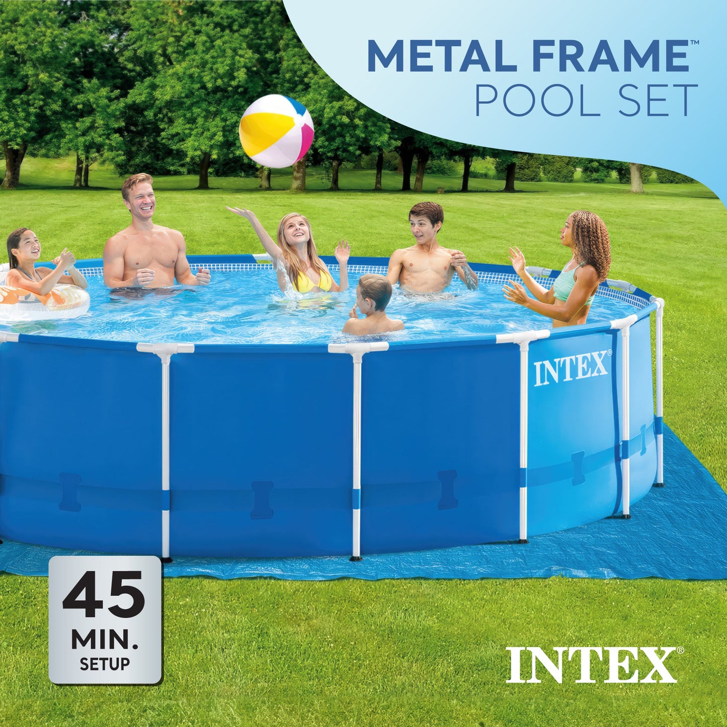 Intex 15ft x 48in Frame Swimming Pool Set w/ Pump and Filter Pump Cartridges