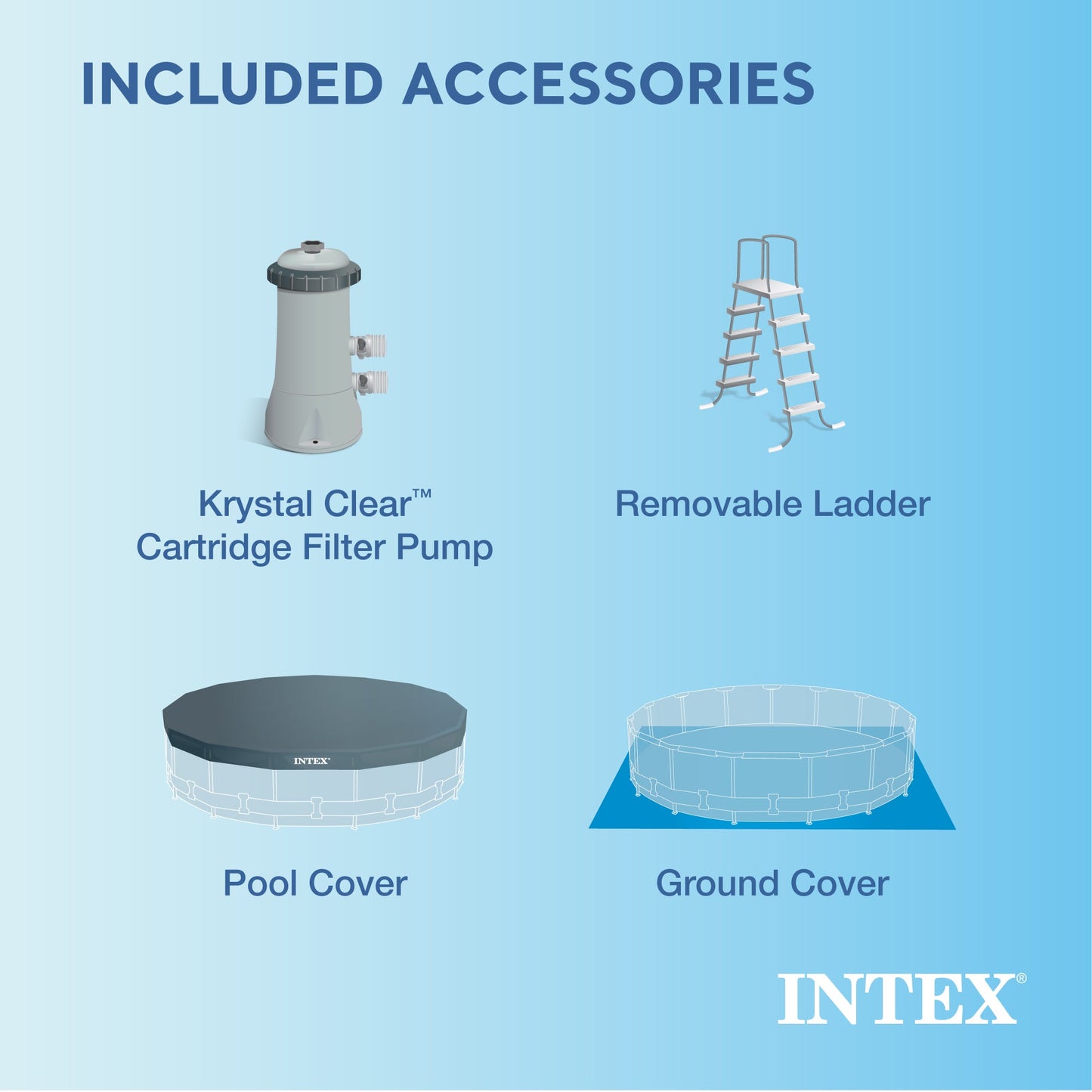 Intex 28241EH 15ft x 48in Metal Frame Above Ground Pool Set with Pump & Cover