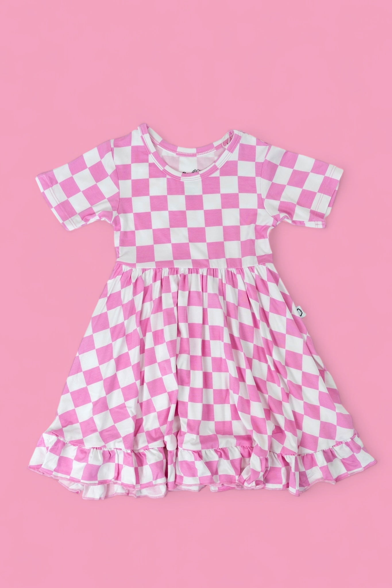 BUBBLEGUM CHECKERS DREAM RUFFLE DRESS