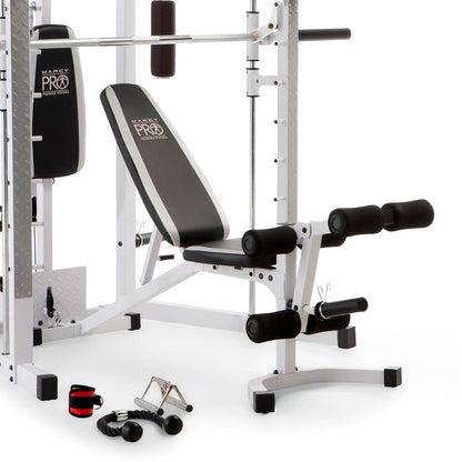 Marcy 5276 Combo Smith Heavy-Duty Total Body Strength Home Gym Machine, White