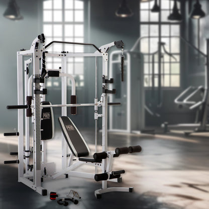 Marcy 5276 Combo Smith Heavy-Duty Total Body Strength Home Gym Machine, White