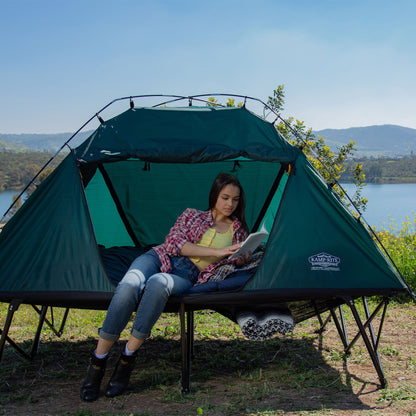 Kamp-Rite Double Compact Quick Setup 2 Person Tent Cot, Chair and Tent, Green