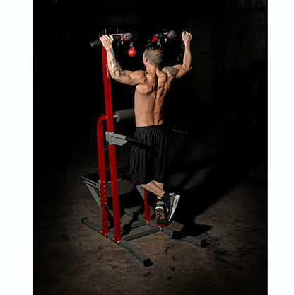 Stamina X Fortress Power Tower Home Gym Pull Up Fitness Workout Station, Red