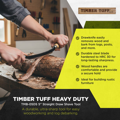 Timber Tuff 5" Straight Wood Blade Draw Shave Knife Woodworking Tool, TMB-05DS