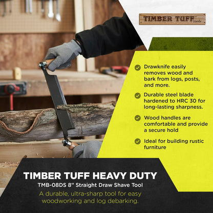 Timber Tuff 8" Straight Wood Blade Draw Shave Knife Woodworking Tool, TMB-08DS