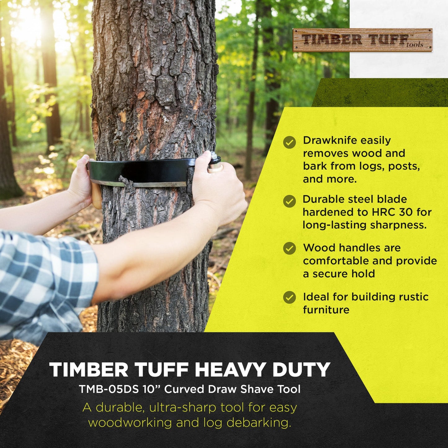 Timber Tuff 10" Curved Wood Blade Draw Shave Knife Woodworking Tool, TMB-10DC