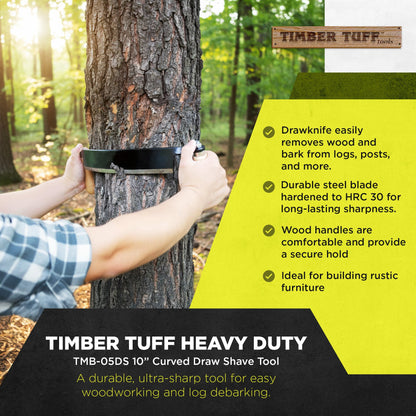 Timber Tuff 10" Curved Wood Blade Draw Shave Knife Woodworking Tool, TMB-10DC