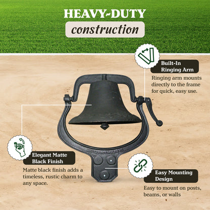 Yard Tuff YTF-22LB Large Decorative Collectible Cast Iron Metal Farm Dinner Bell
