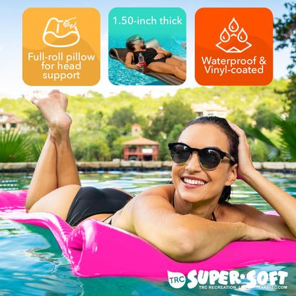 TRC Recreation Serenity 1.5" Thick Vinyl Swimming Pool Float Mat, Flamingo Pink
