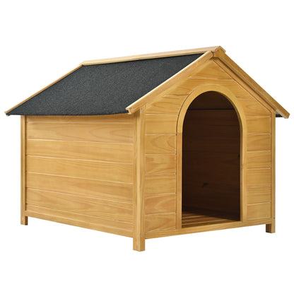 51.18" L x 43.7" W x 37" H Large Size Wooden Dog House, Dog Crate For large dog breeds, Cabin Style Raised Dog Shelter with Asphalt Roof, Solid Wood, Weatherproof, Nature