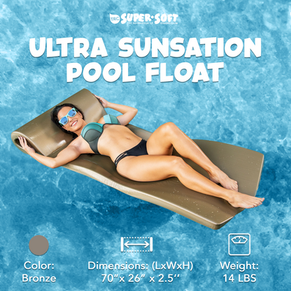 TRC Recreation Ultra Sunsation 2.5" Thick Foam Pool Float Lounge Mat, Bronze