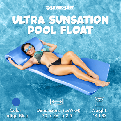 TRC Recreation Ultra Sunsation 2.5 Inch Thick Foam Pool Float Mat, Indigo Blue