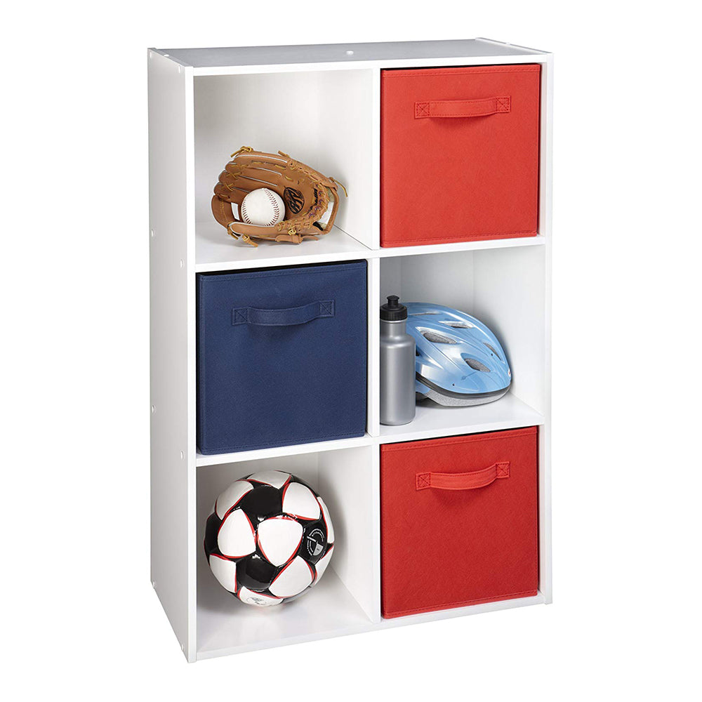 Closetmaid White Home 6 Cube Cubical Storage Organizer with Fabric Bins (6 Pack)