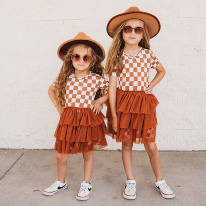 COPPER CHECKERS DREAM TUTU DRESS