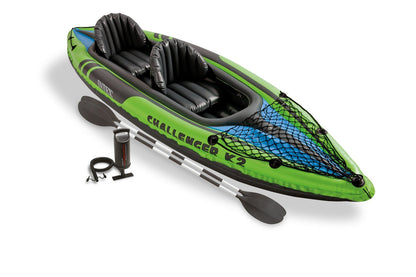 Intex 1-Person Inflatable Kayak w/ 2-Person Inflatable Kayak both w/ oars & pump