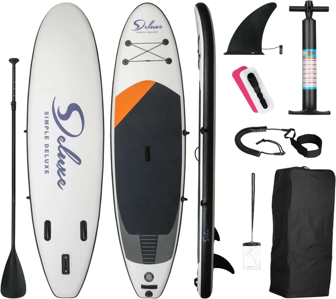 Inflatable Stand Up Paddle Board "Simple Deluxe Premium SUP for All Skill Levels, Paddle Boards for Youth & Adults, Blow Up Stand-Up Paddleboards with Accessories & Backpack, Surf Control, Black