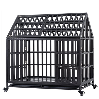 Heavy Duty Dog Cage pet Crate with Roof