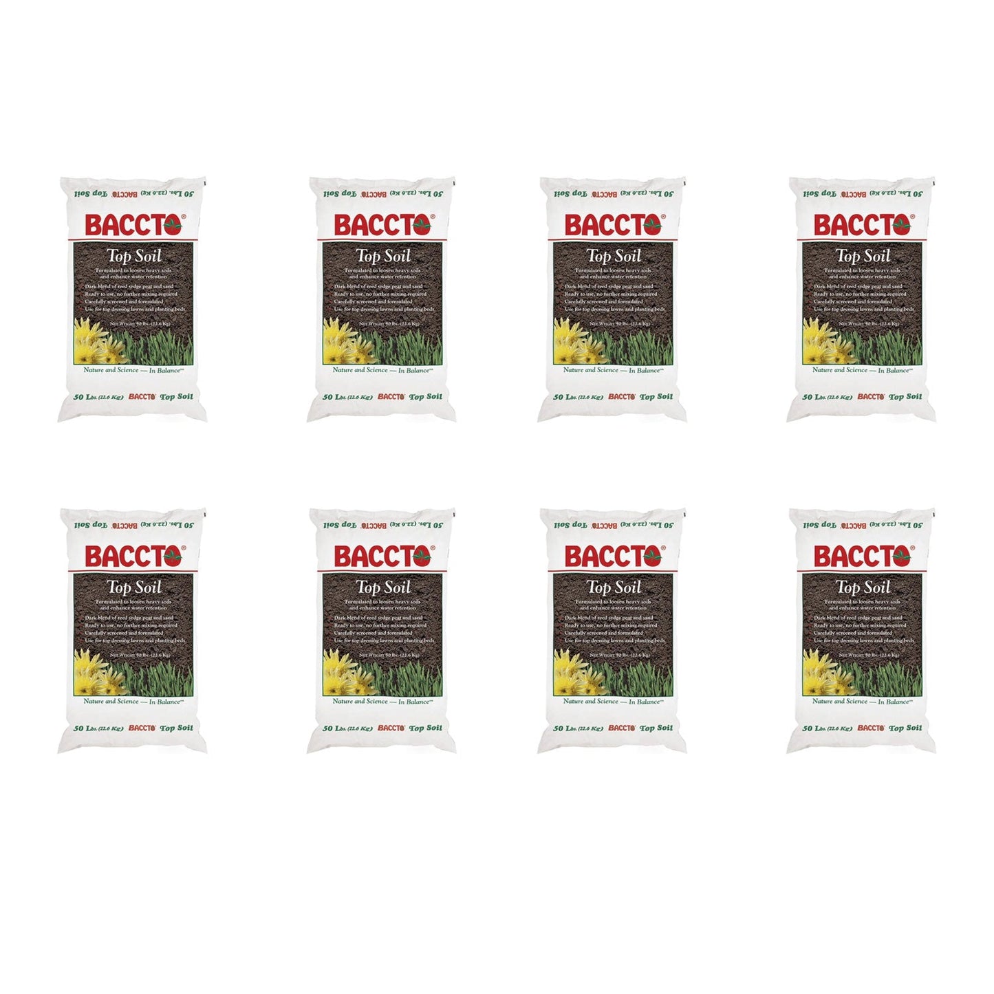Michigan Peat Baccto Topsoil with Reed Sedge, Peat and Sand, 50 lbs, 8 Pack