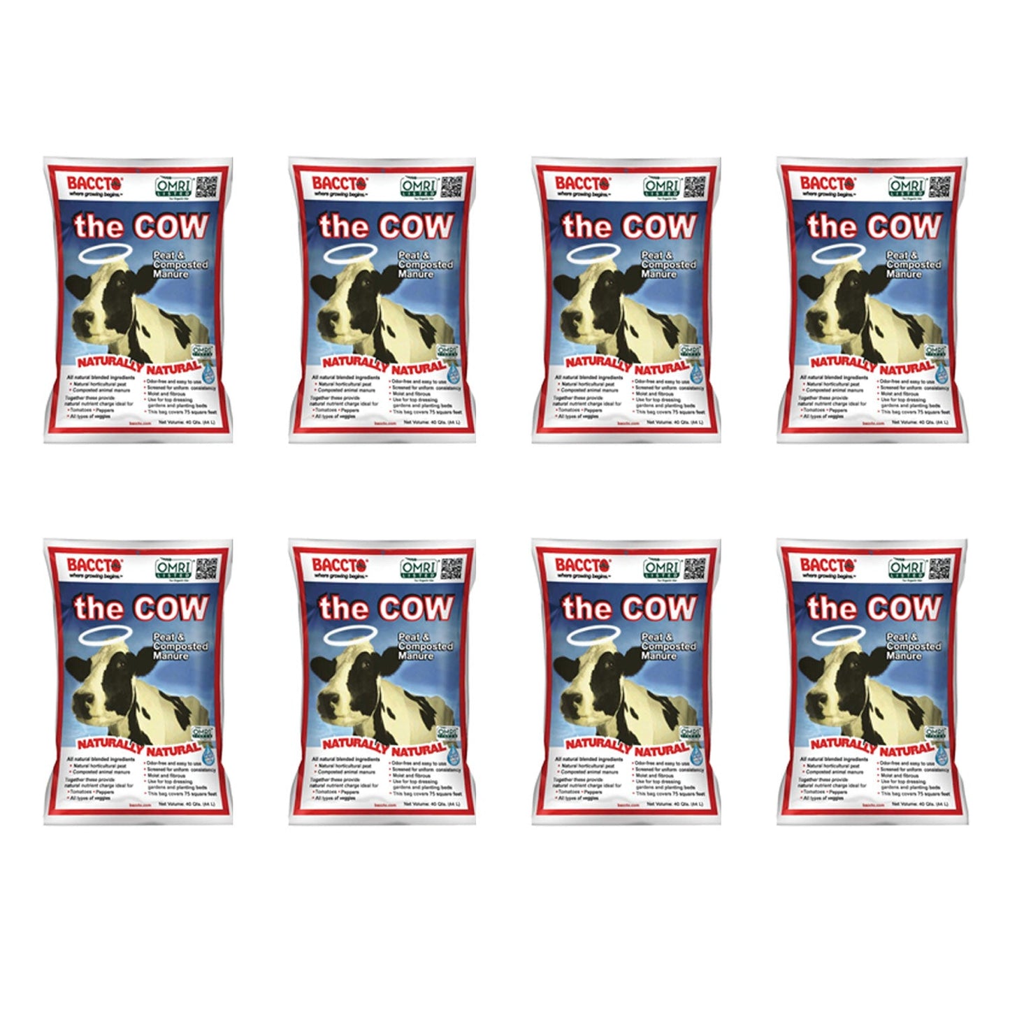 Baccto Wholly Cow Horticulture Peat & Composted Manure, 40 Quarts (8 Pack)