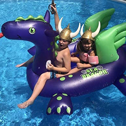 Swimline Giant 115" Inflatable Sea Dragon Ride-On Pool Float Lake Raft, Purple