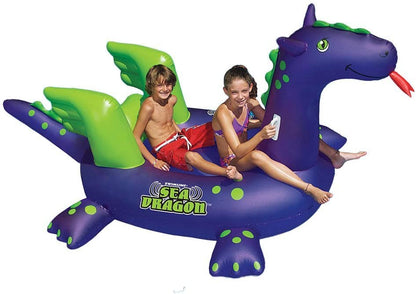 Swimline Giant 115" Inflatable Sea Dragon Ride-On Pool Float Lake Raft, Purple