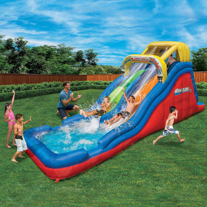 Banzai Double Drop Raceway 2 Lane Inflatable Outdoor Water Slide & Climbing Wall