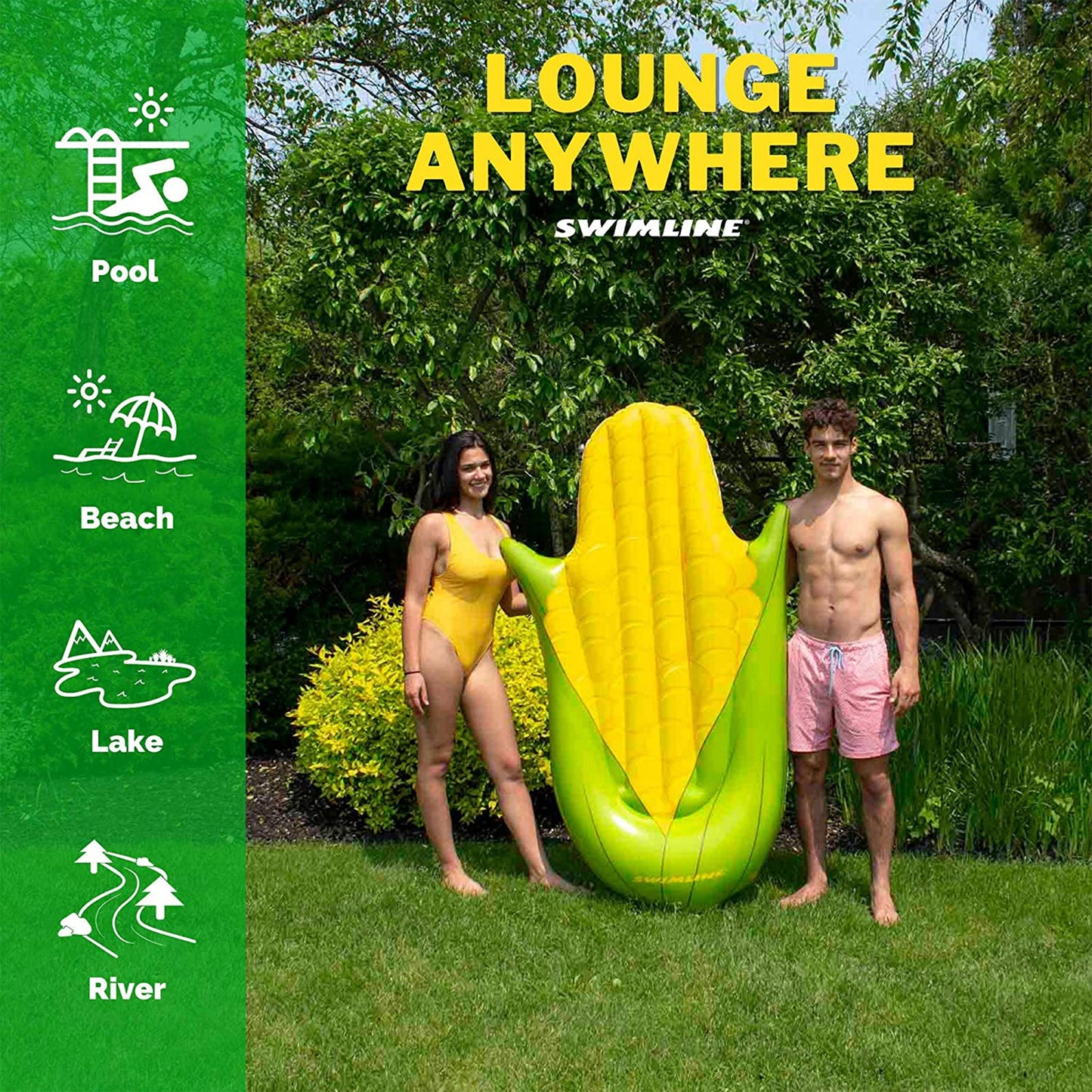 Swimline 90680M Giant 74" Inflatable Corn on the Cob Swimming Pool Float Lounger