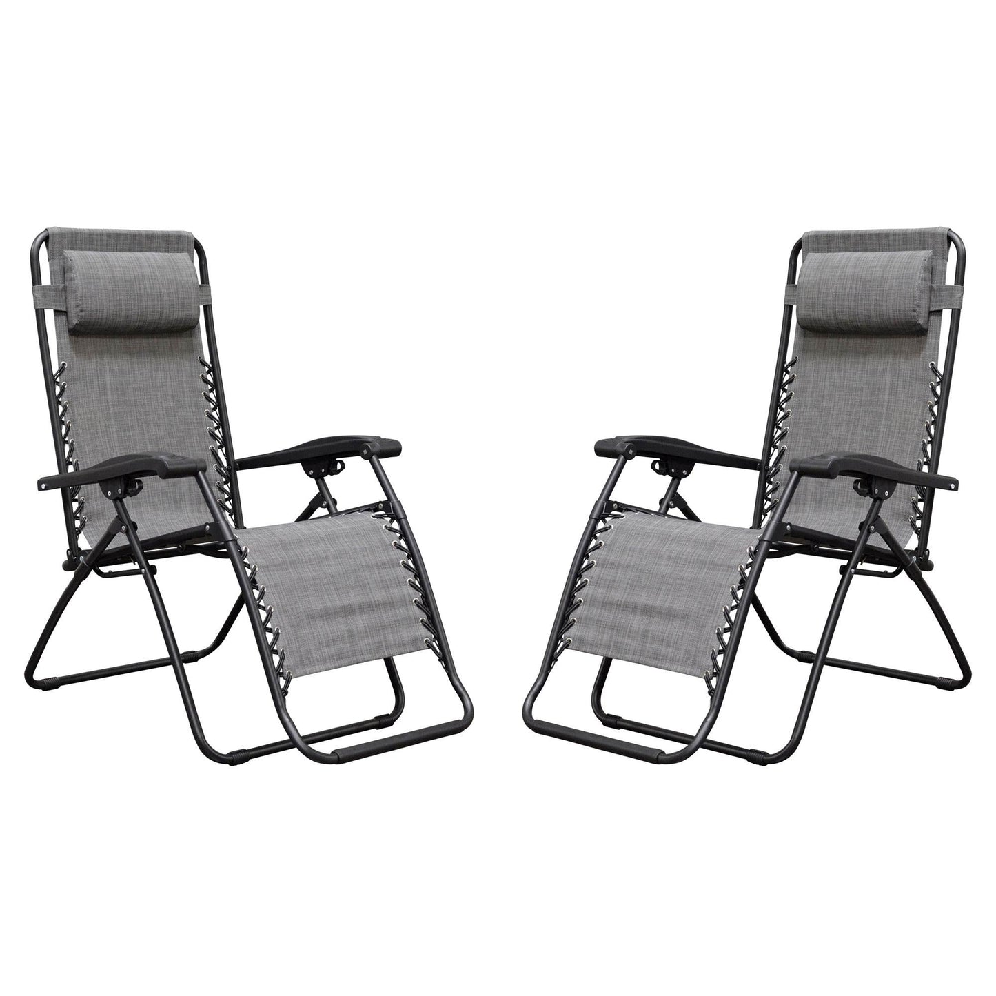 Caravan Canopy Infinity Zero Gravity Steel Frame Patio Deck Chair, Grey (Pair)