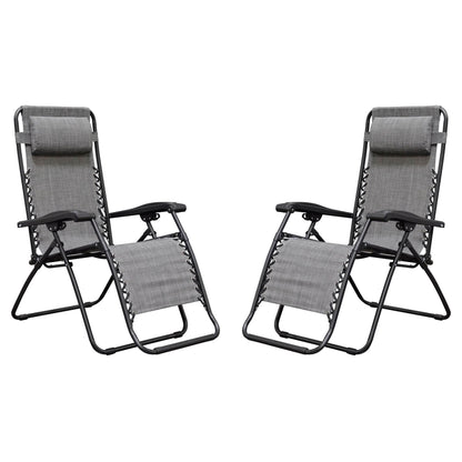 Caravan Canopy Infinity Zero Gravity Steel Frame Patio Deck Chair, Grey (Pair)