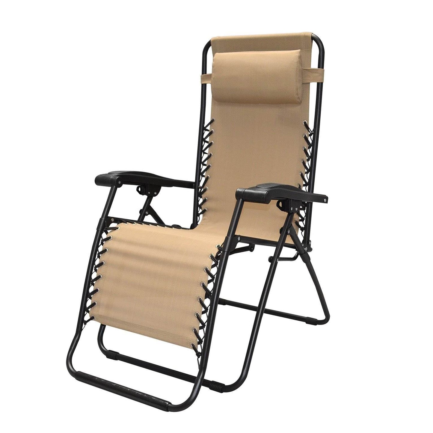 Caravan Canopy Infinity Zero Gravity Steel Frame Patio Deck Chair, Beige (Pair)