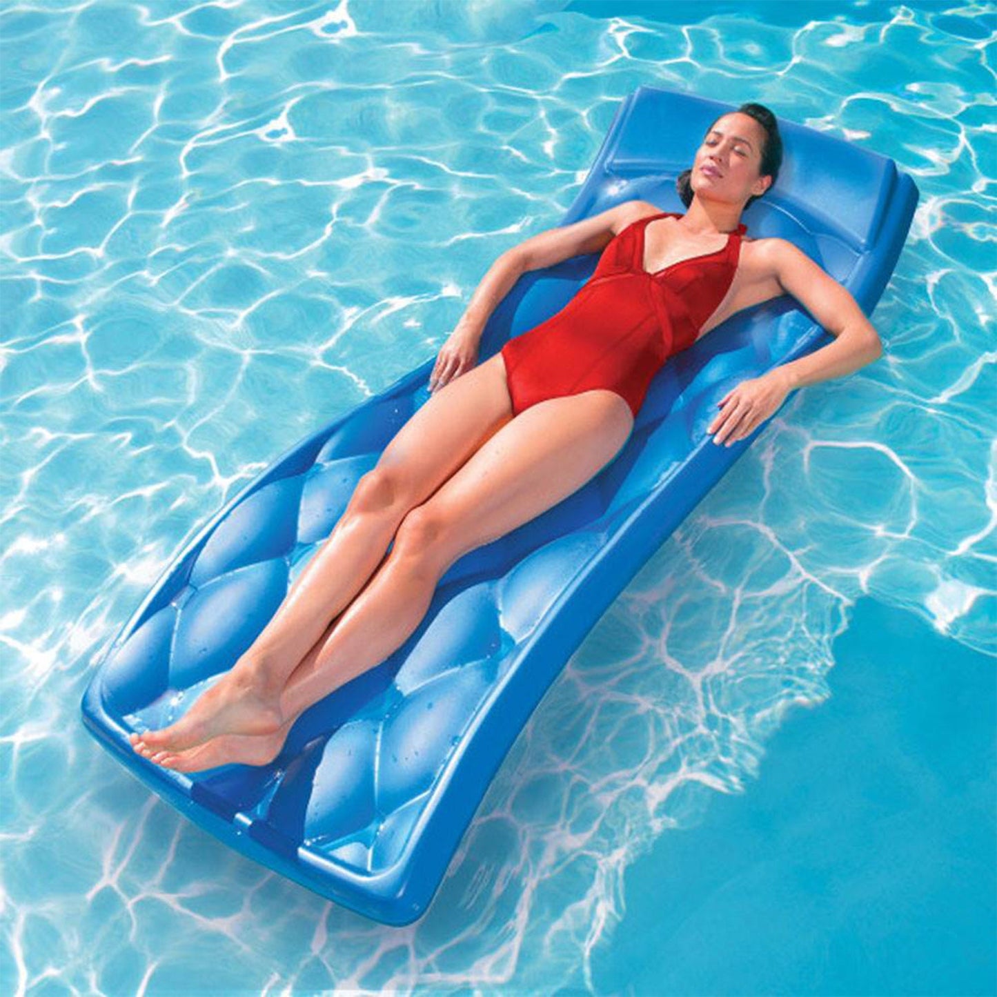 SwimWays Aquaria Avena Swimming Pool Padded Foam Float Water Lounger Raft, Blue