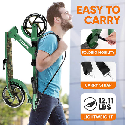 Hurtle Renegade Lightweight Foldable Teen and Adult Commuter Kick Scooter, Camo