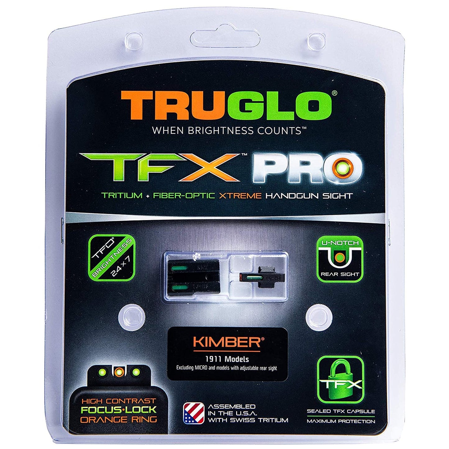 TruGlo TFK Pro Fiber Optic Tritium Handgun Sight Accessories for Kimber Models