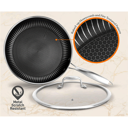 NutriChef 7 Piece Nonstick Stainless Steel Kitchen Cookware Pan Set with Lids