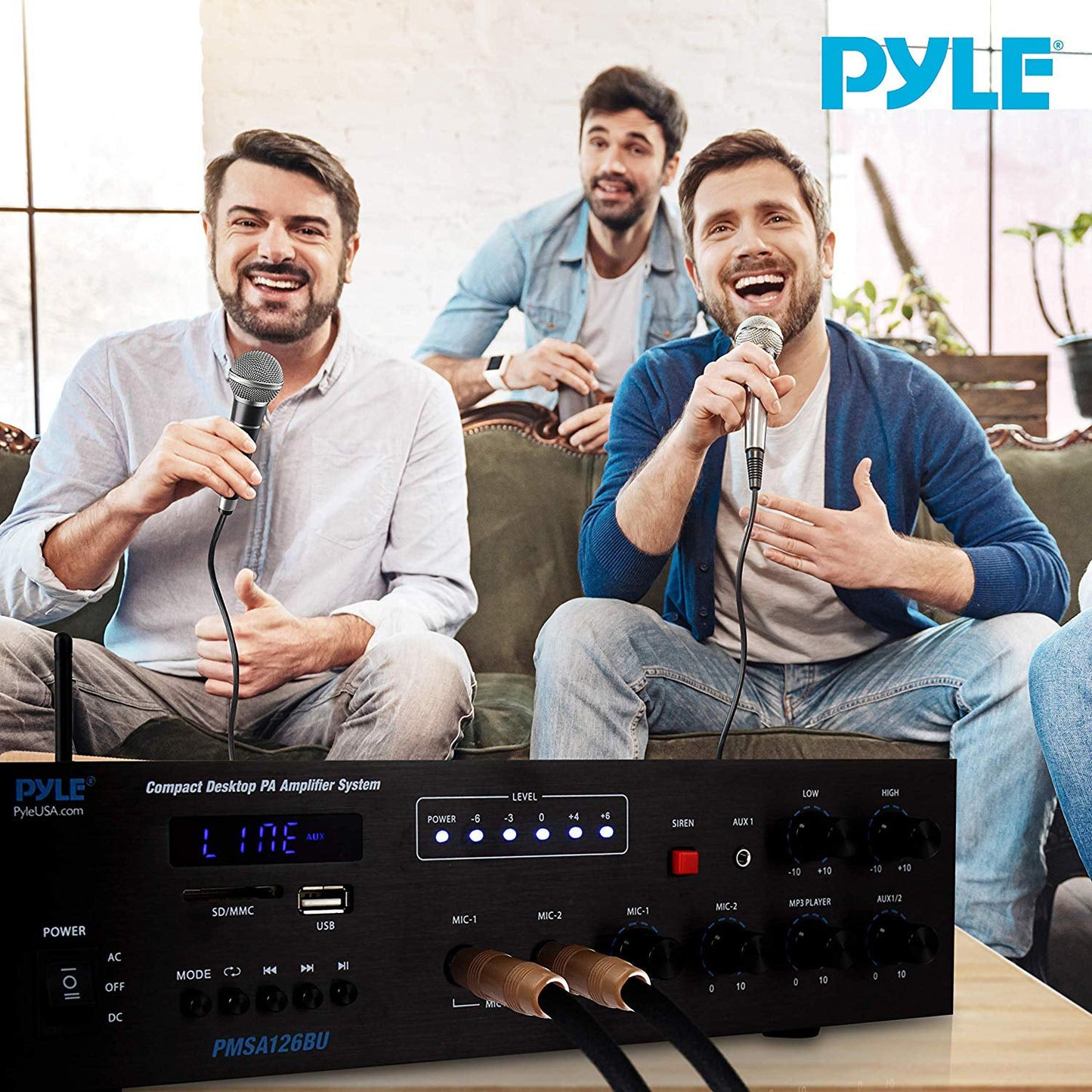 Pyle Bluetooth PA Public Address Speaker Microphone Digital Receiver Amplifier
